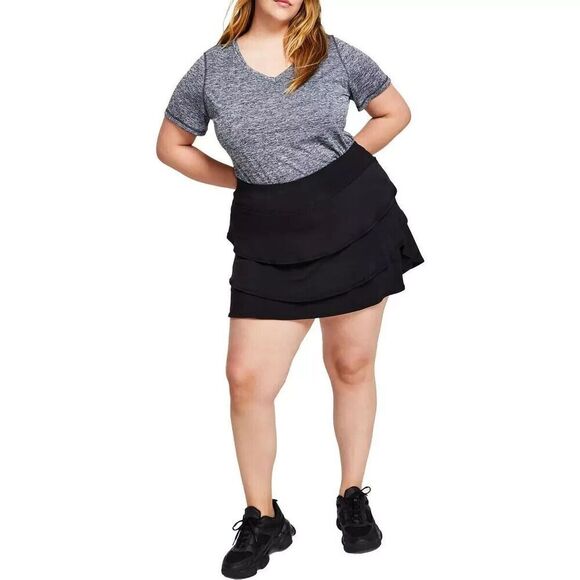 ID Ideology Women's Plus Size Flounce Skort Creat Deep Black Size 2X - Picture 1 of 2